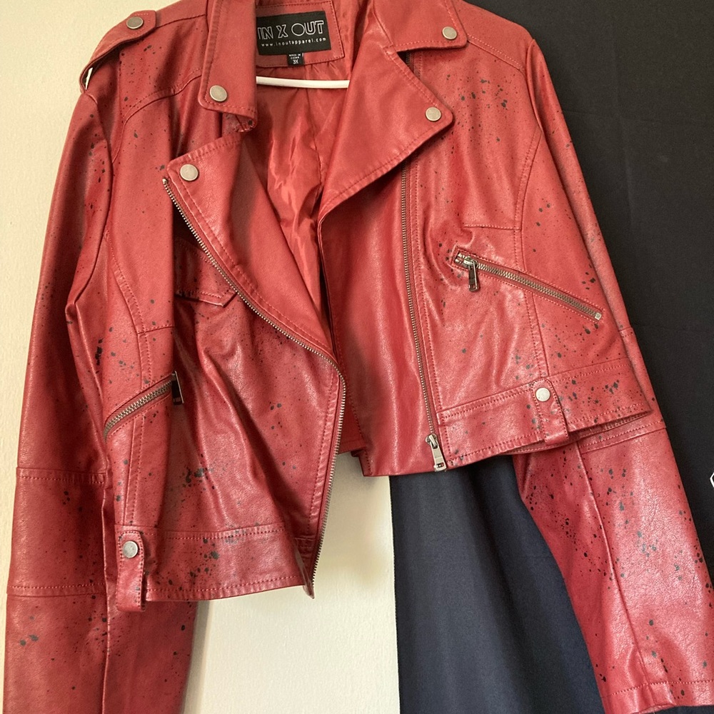 Anhk Design Red leather cropped jacket